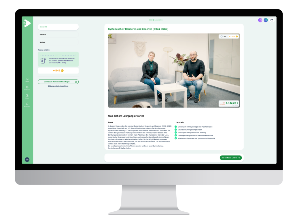 Konstenloses Testmodul online Kurs Desktop