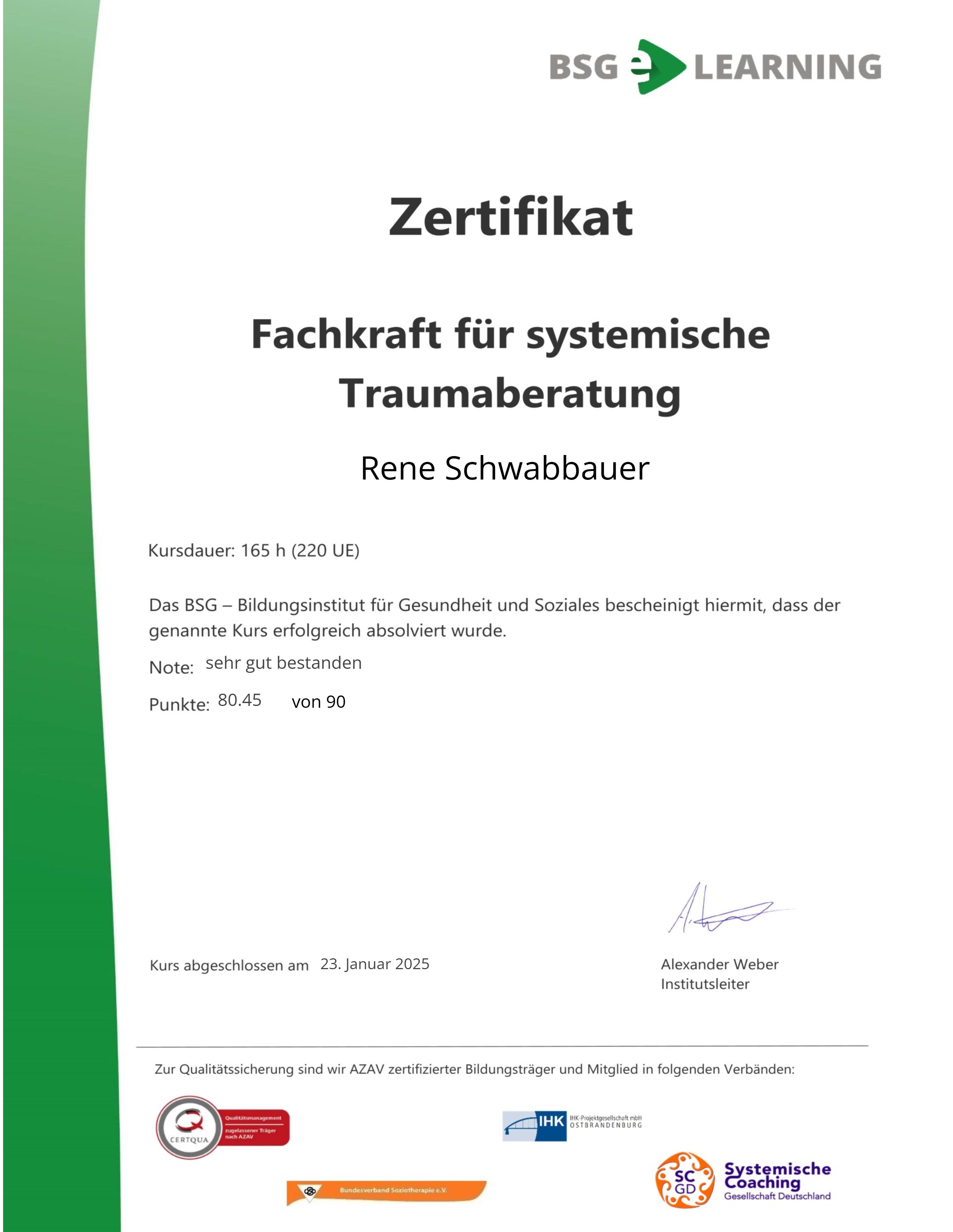 Zertifikatslehrgang: Systemische:r Traumaberater:in (SCGD)